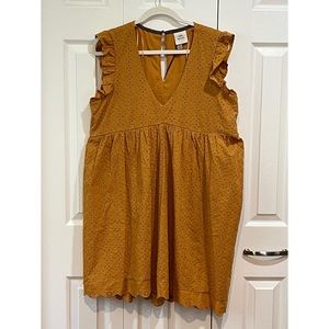 Knox Rose NWT Sahara Gold Eyelet Ruffle Dress M